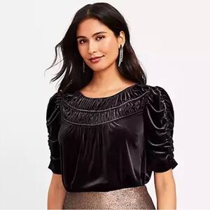 Loft Ruched Velvet Top